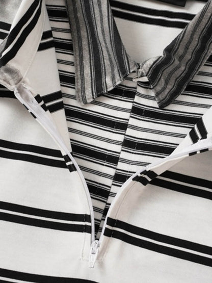 Revelse™ Striped Cotton Blend Half-Zip Pullover Sweater