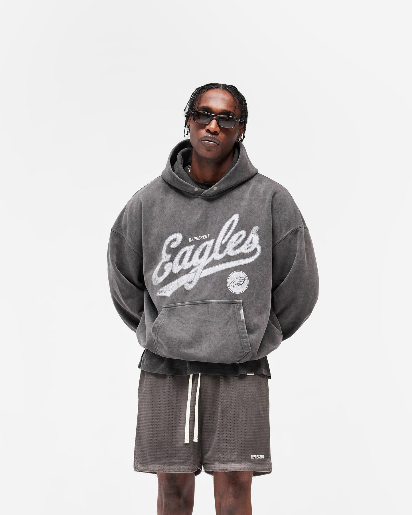 Revelse™ Vintage Grey Philadelphia Eagles Graphic Hoodie
