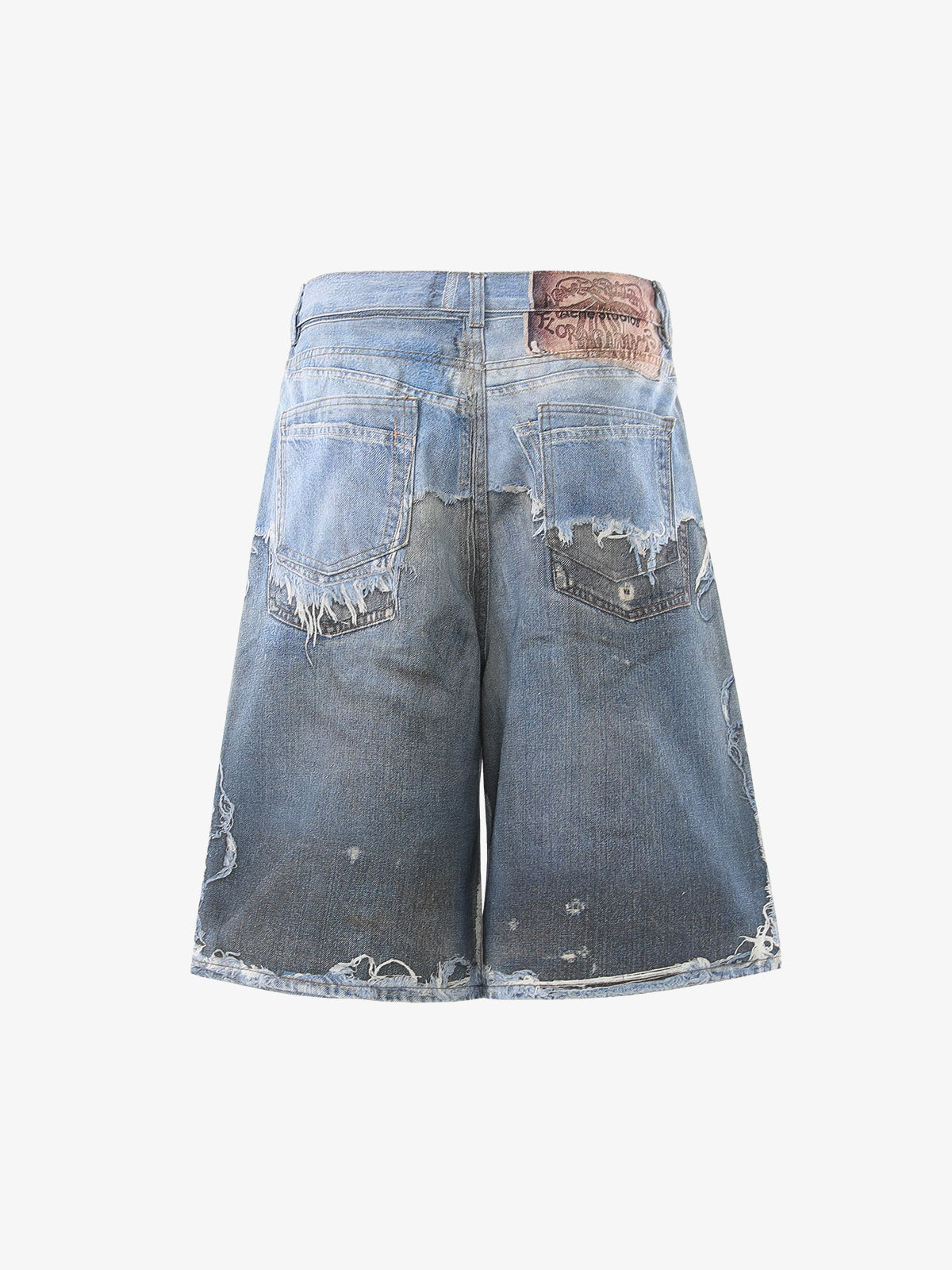 Revelse™  Deconstructed Distressed Denim Shorts Blue