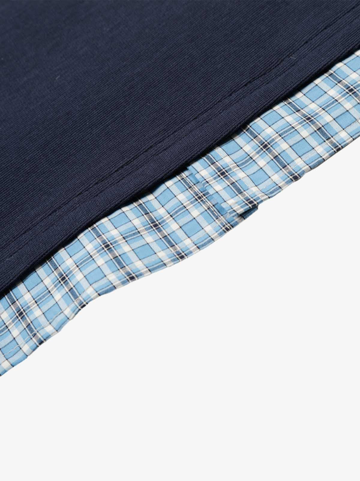 Revelse™  Pique Cotton Polo Shirt With Plaid Contrast Collar and Cuffs
