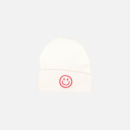 Embroidered Smile Cotton Blend Beanie