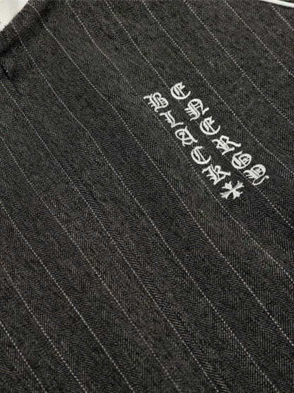 Striped Polyester Tracksuit Set Dark Grey
