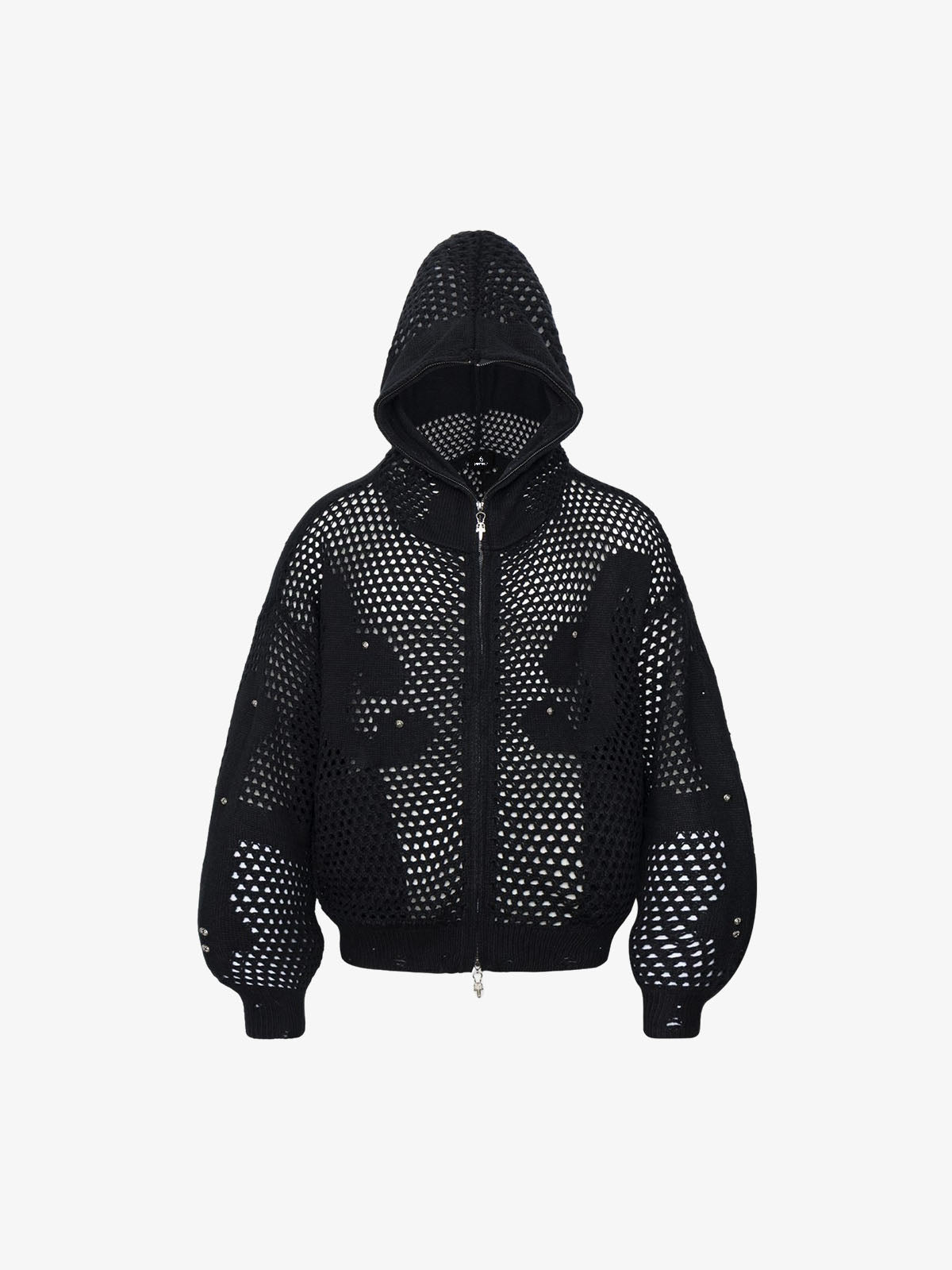 Openwork Knit Cardigan With V-Neck
