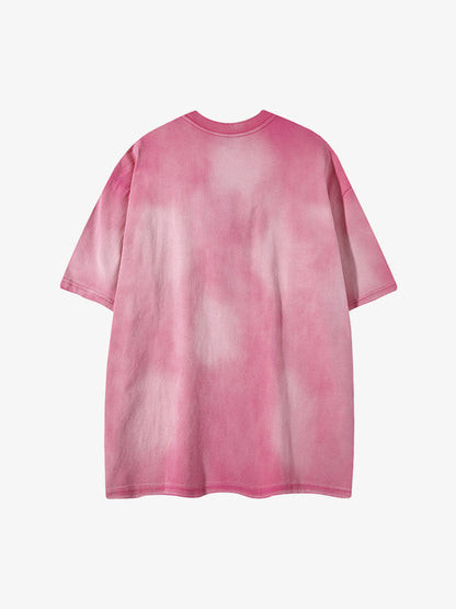Oversized washed cotton T-shirt showing the back in a loose casual fit