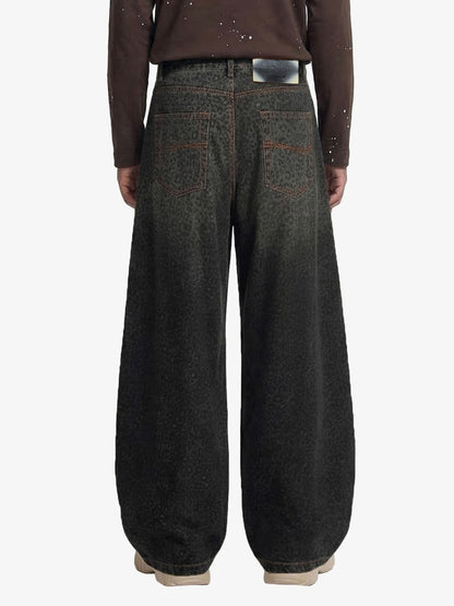 Revelse™ Leopard Print Denim Barrel Jeans