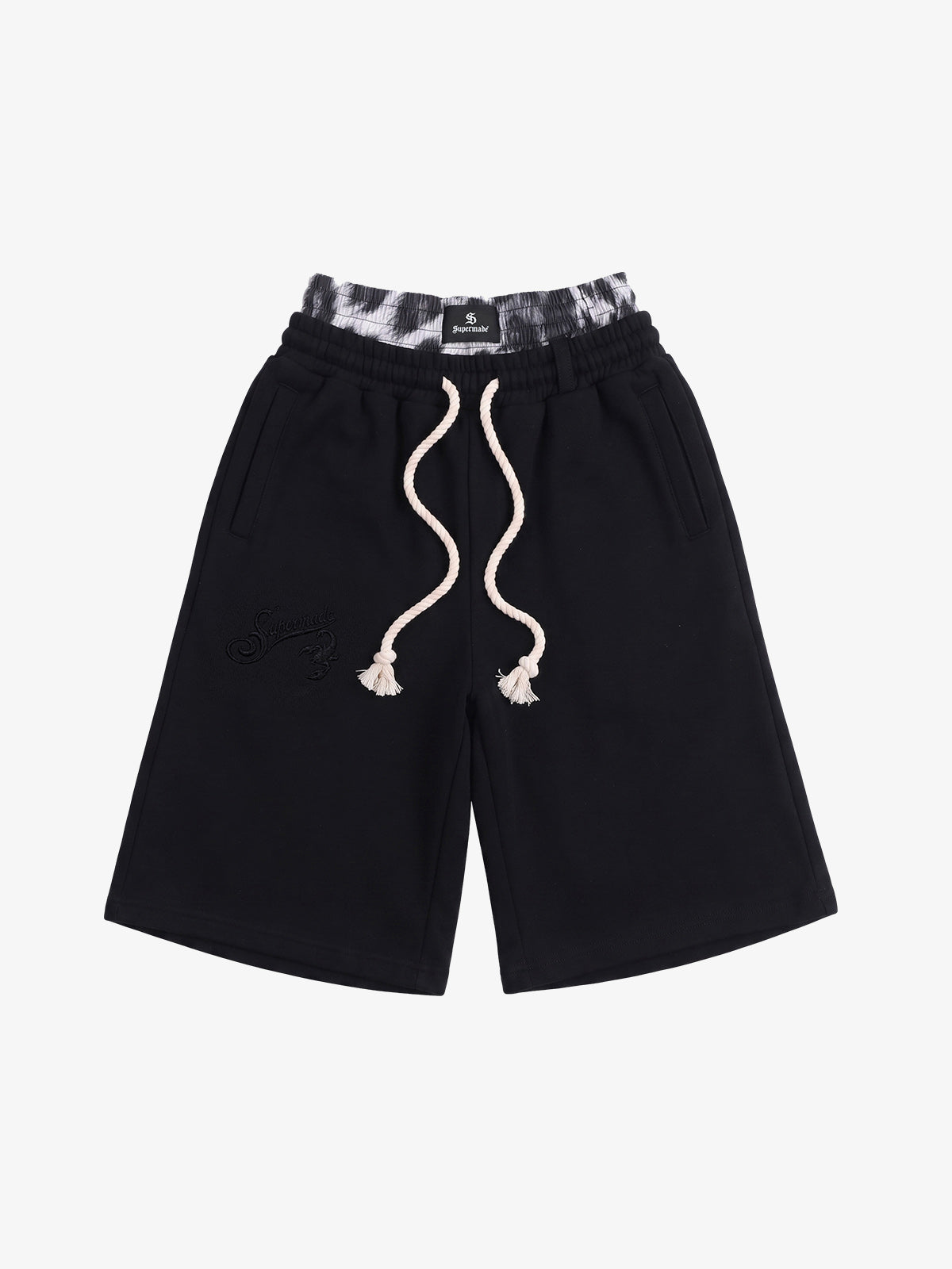 Double Waist Jogger Shorts in Heathered Cotton Blend