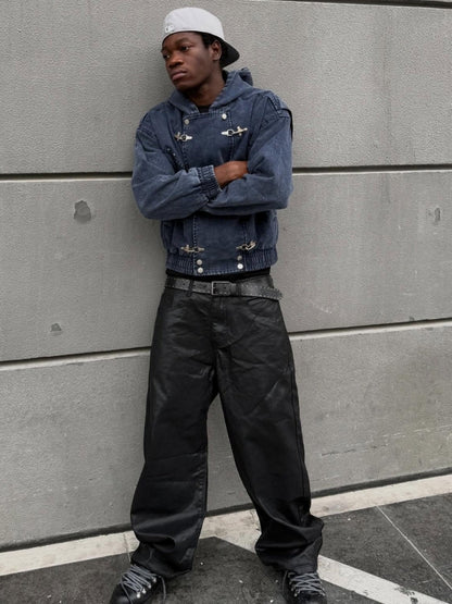 Cotton Denim Toggle Jacket