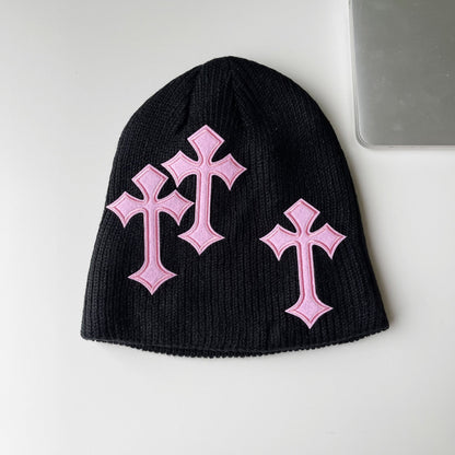Cross Knitted Cotton Blend Beanie