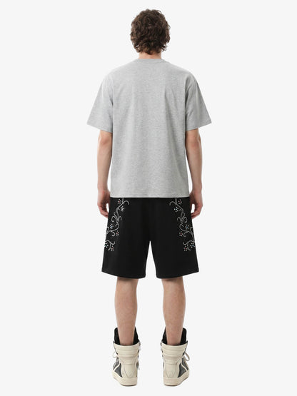 Revelse™  Rhinestone Graphic Jersey Knit Shorts