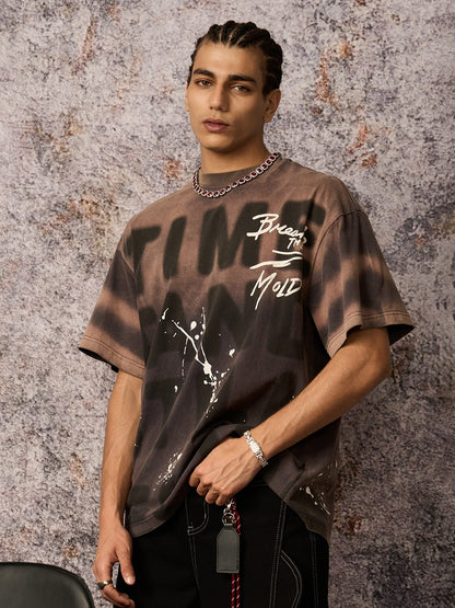 Ink Splash Letter Print T-Shirt