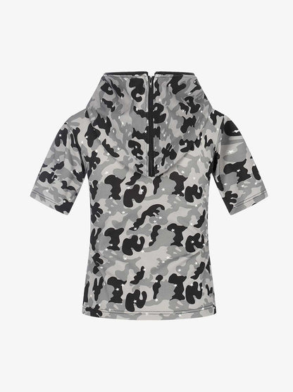 Camo Half Zip Hooded Mid Sleeve T-Shirt for Men