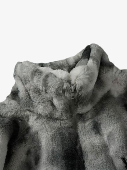 Heavy-Duty Faux Lambswool Tie-Dye Urban Jacket