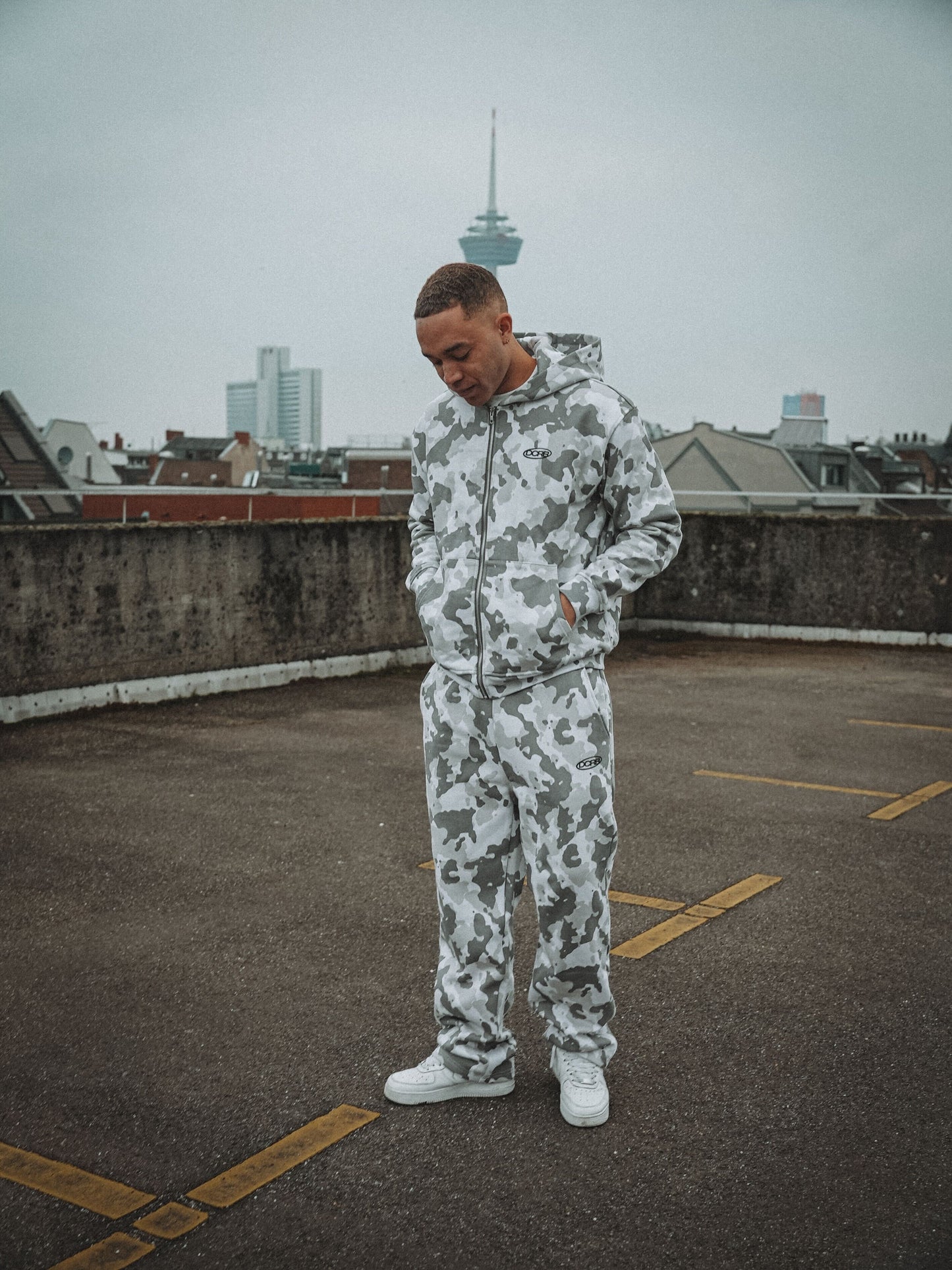 Oversized French Terry Camo Tracksuit Set