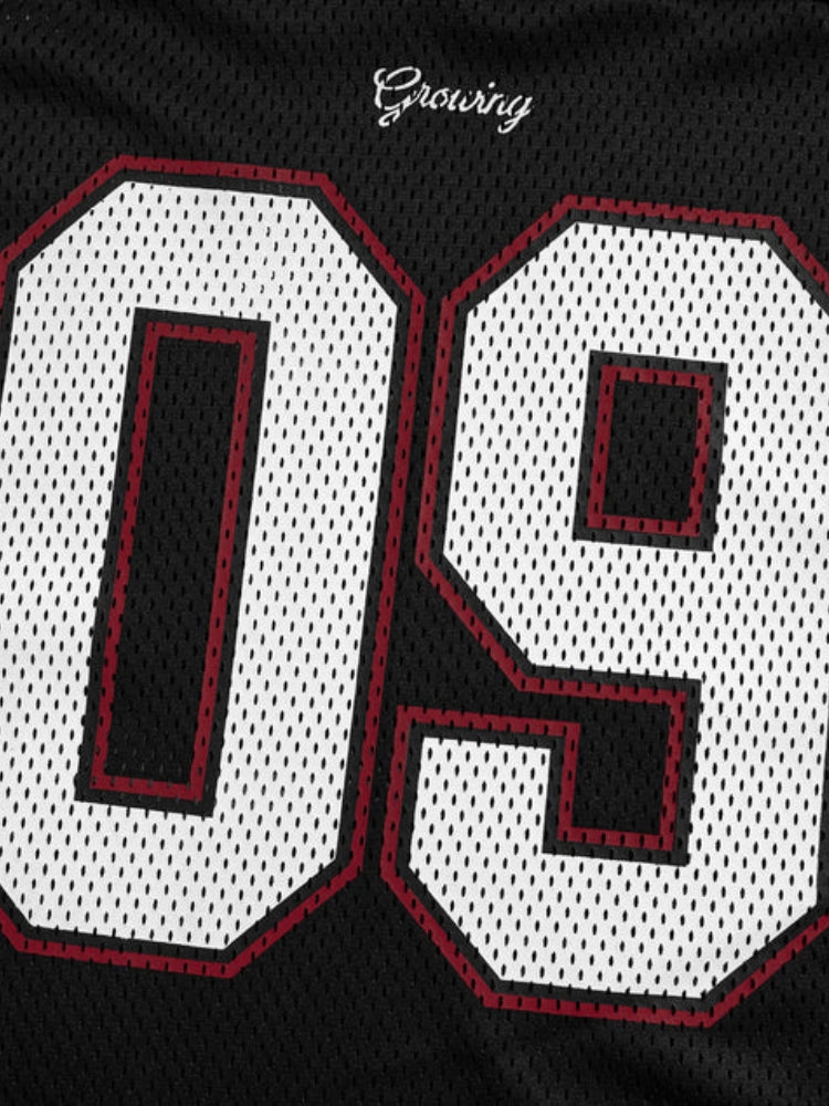 Mesh Varsity Short-Sleeve Sports Jersey with Oversized Numeral