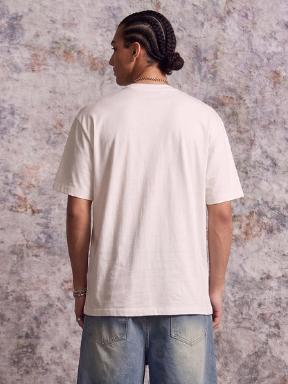 Revelse™  Abstract Cotton Oversized Graphic T-Shirt White