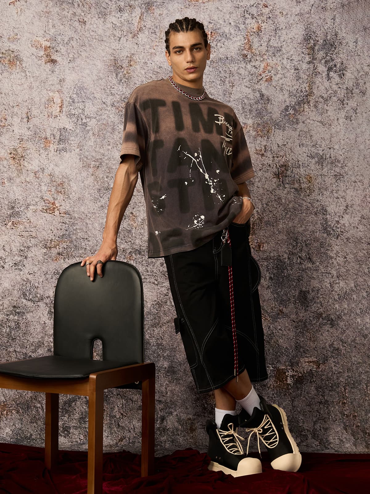 Ink Splash Letter Print T-Shirt
