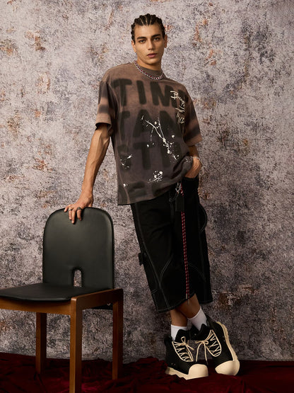 Ink Splash Letter Print T-Shirt