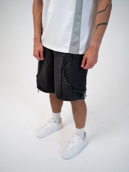 Distressed Embroidered Denim Jorts