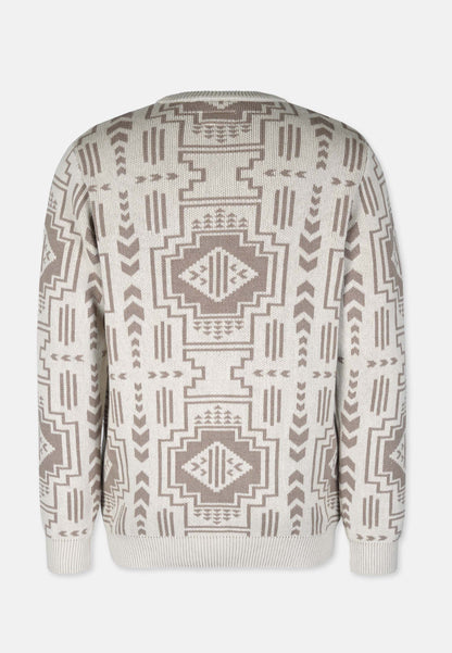 Organic Cotton Knit Crew Neck Sweater Stone Grey