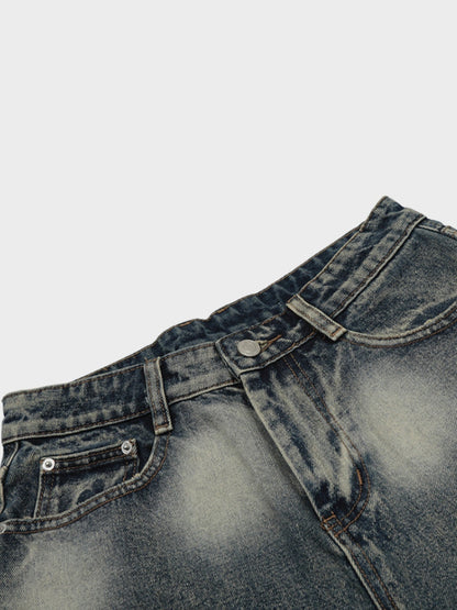 Men's Distressed Denim Relaxed Fit Jorts Blue