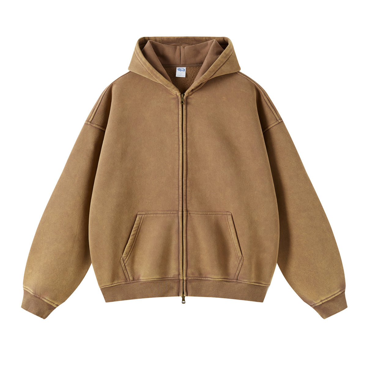 Washed Oversized Retro Zip-Up Hoodie