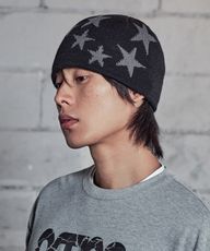 Revelse™ Monochrome Star Knit Beanie Hat
