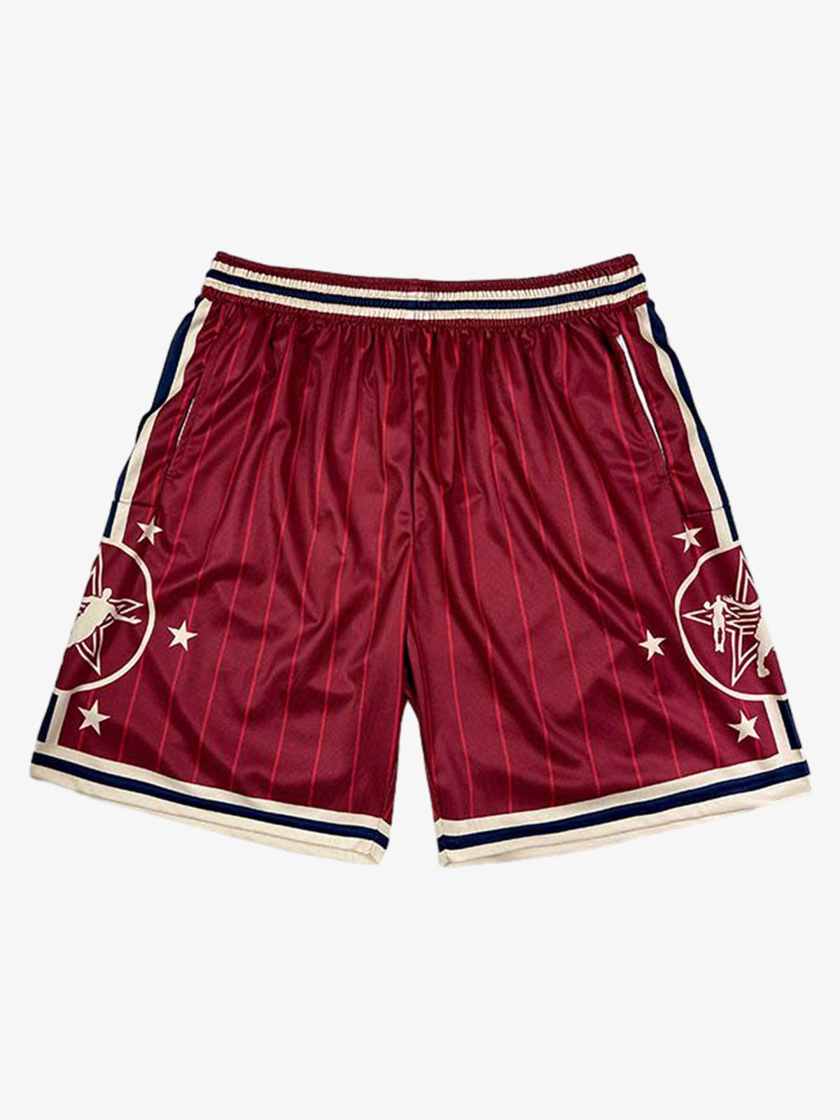 Revelse™  Striped Star Crest Soccer Shorts Lightweight