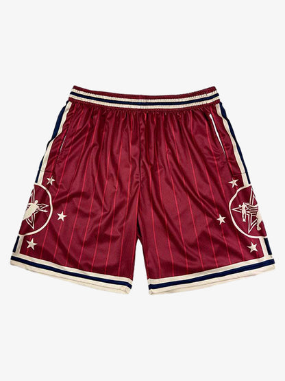 Revelse™  Striped Star Crest Soccer Shorts Lightweight