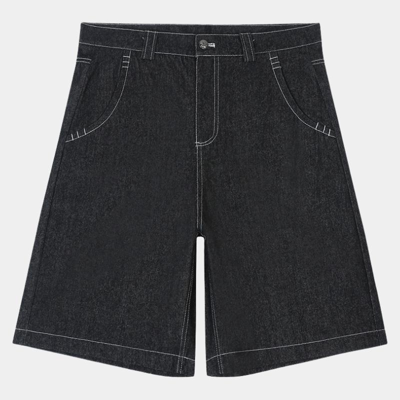 Men’s Graffiti Print Denim Shorts Hip-Hop Streetwear