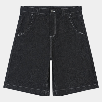 Men’s Graffiti Print Denim Shorts Hip-Hop Streetwear