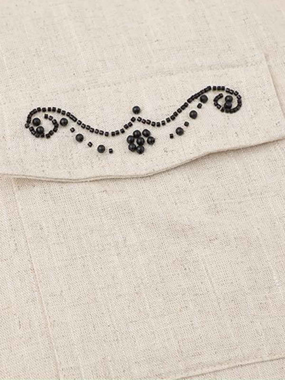 Revelse™  Textured Linen Blend Embroidered Short Sleeve Shirt