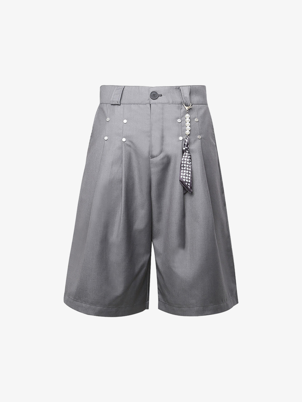 Revelse™  Pleated Wide-Leg Baggy Shorts With Pendant Decoration