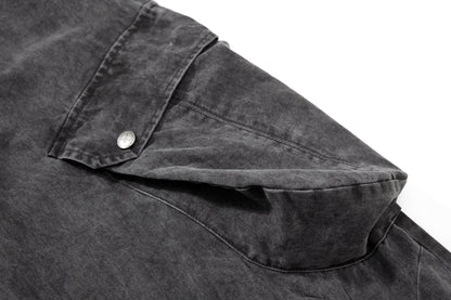 Wide-leg cargo trousers showing durable fabric and functional styling