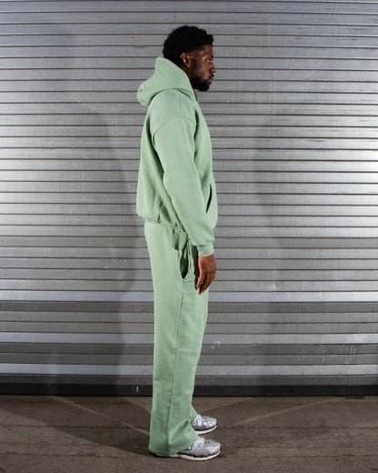 Oversized Cotton Blend Hoodie and Jogger Tracksuit Set Light Green