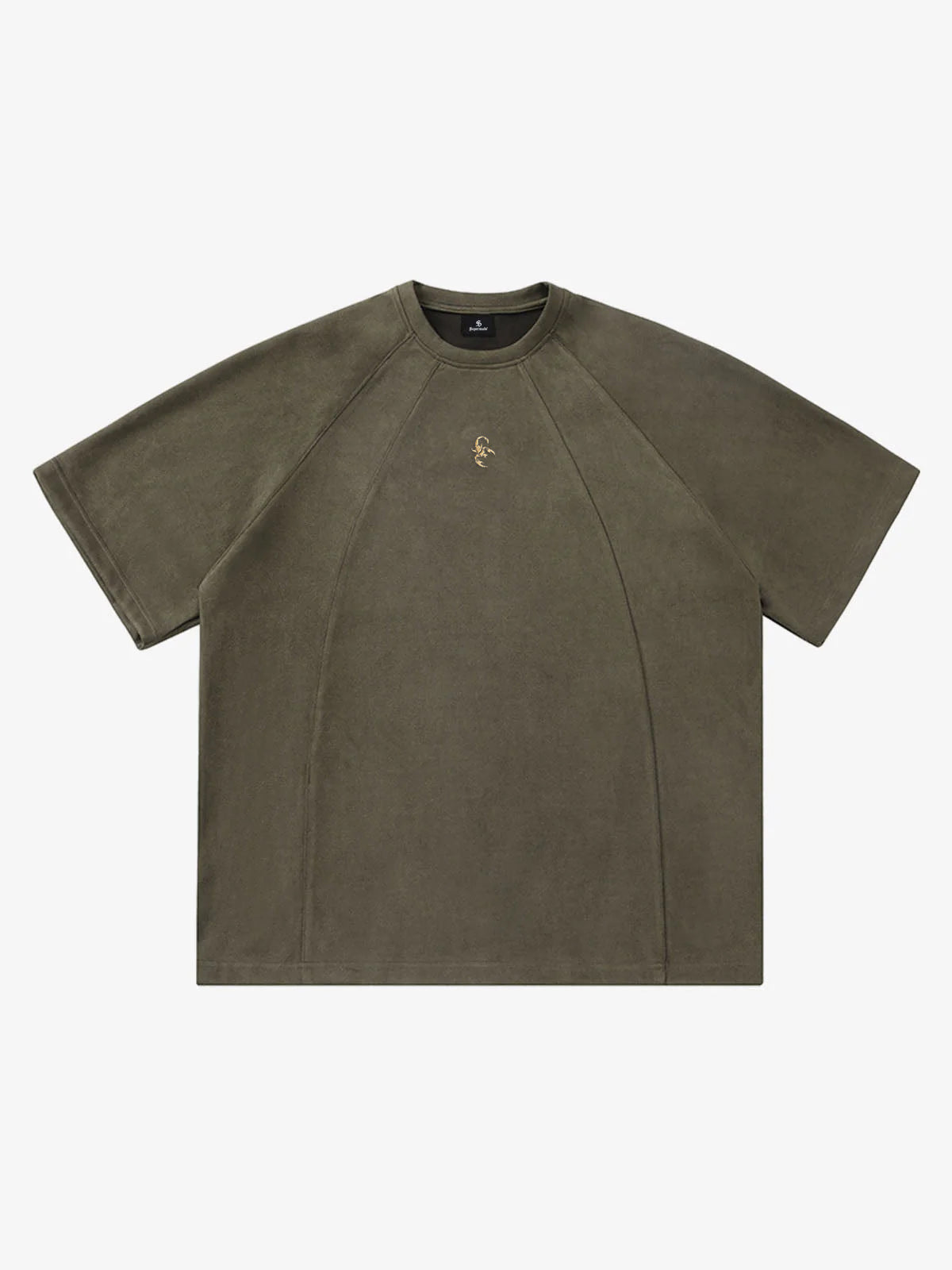 Suede Panel Raglan Sleeve T-Shirt