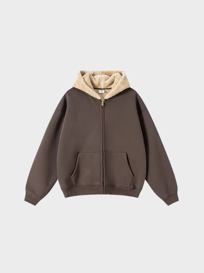 Full-Zip Fleece Hoodie Loose Fit