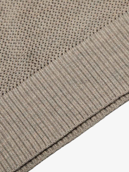 Revelse™  Layered Hollow-Out Mesh Knit Polo Shirt