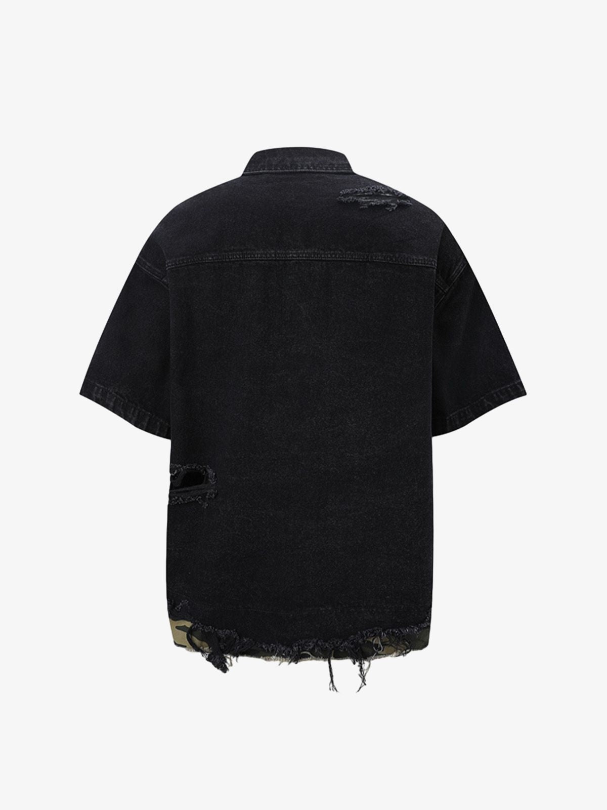 Revelse™ Distressed Denim Ripped Short-Sleeve Shirt