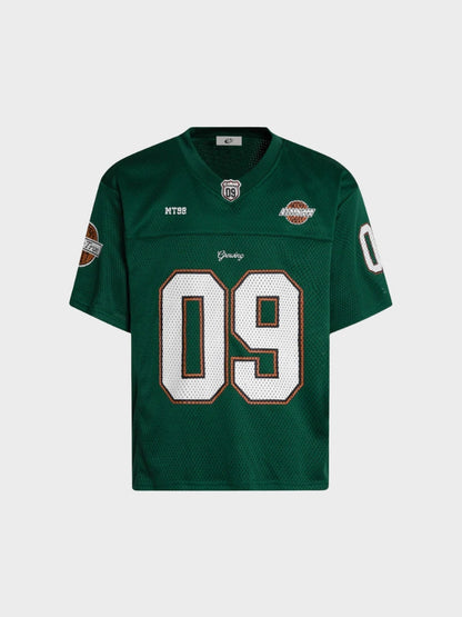 Mesh Varsity Short-Sleeve Sports Jersey with Oversized Numeral