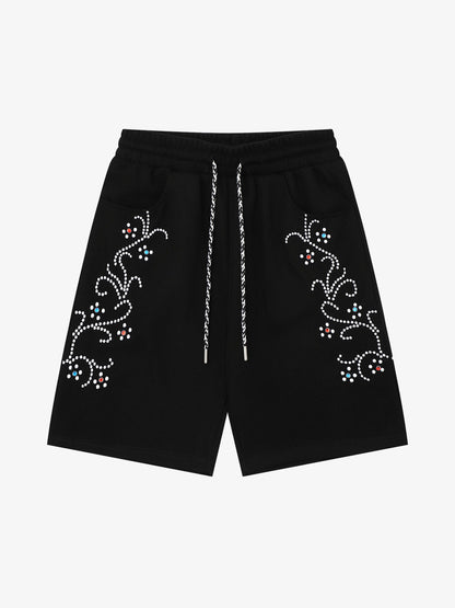 Revelse™  Rhinestone Graphic Jersey Knit Shorts