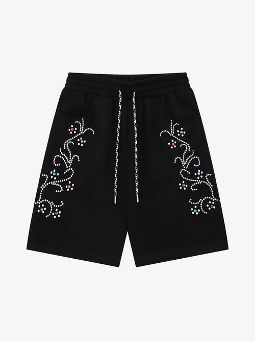 Revelse™  Rhinestone Graphic Jersey Knit Shorts