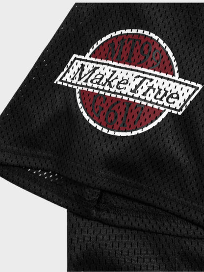 Mesh Varsity Short-Sleeve Sports Jersey with Oversized Numeral