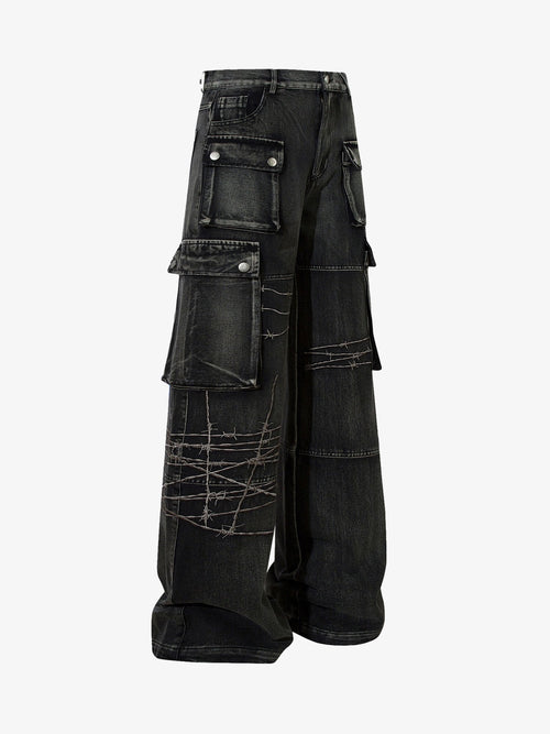 Embroidered Hip-Hop Street Style Jeans