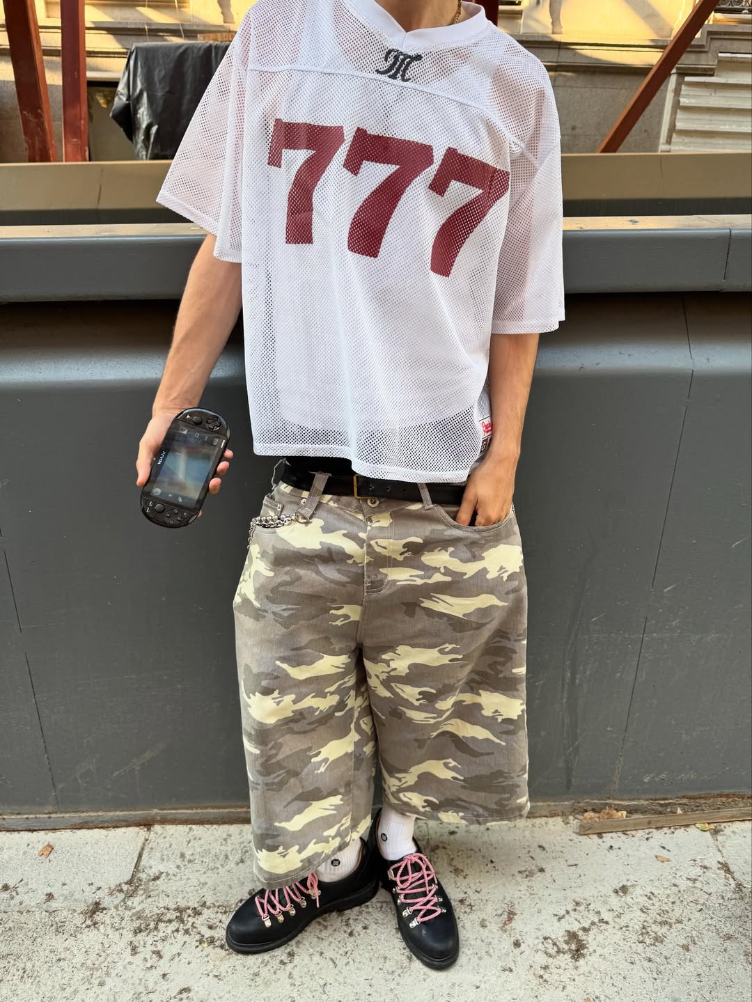 Oversized Mesh 777 Jersey Top