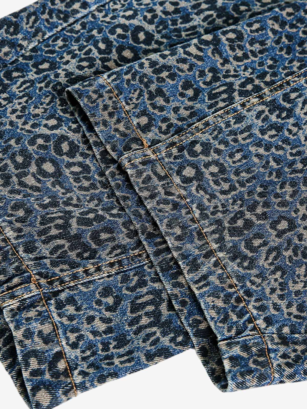 Leopard Print Denim Barrel Jeans