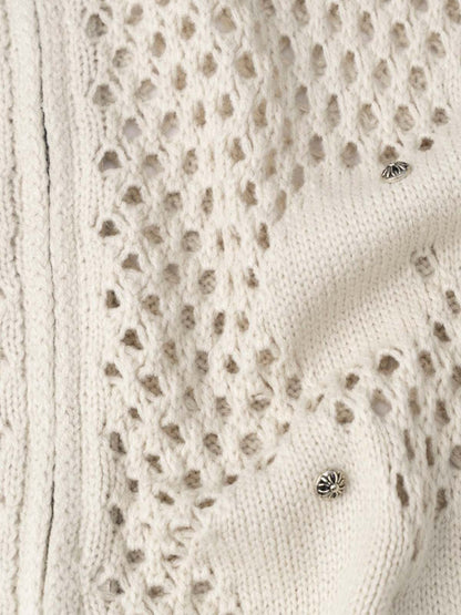 Openwork cardigan styled as a versatile layering piece