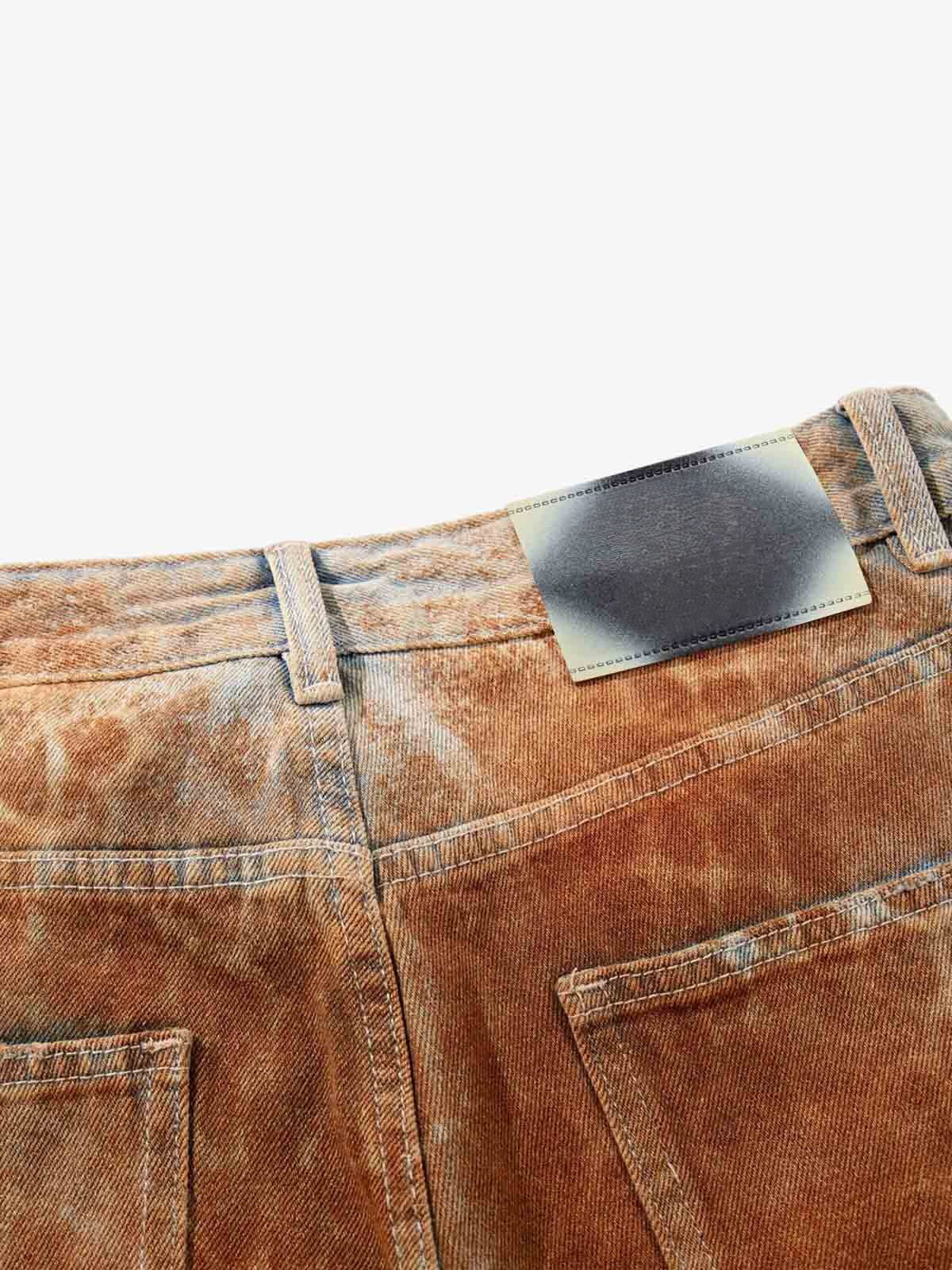 Revelse™ Croc Texture Washed Wide Leg Denim Jeans