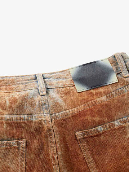 Revelse™ Croc Texture Washed Wide Leg Denim Jeans