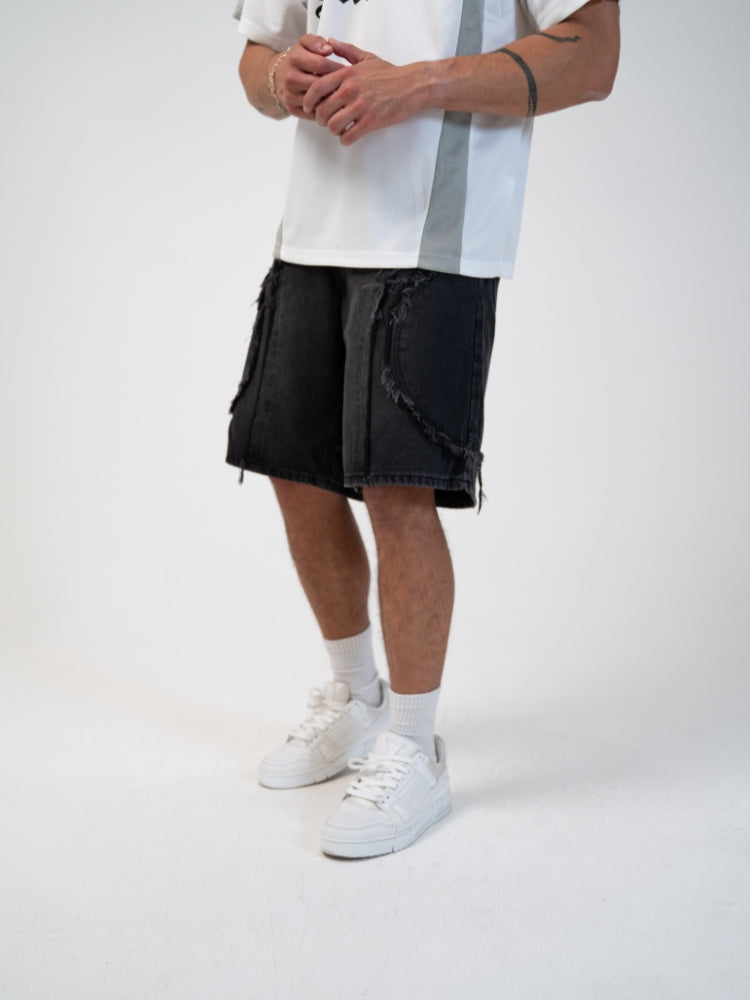 Distressed Embroidered Denim Jorts