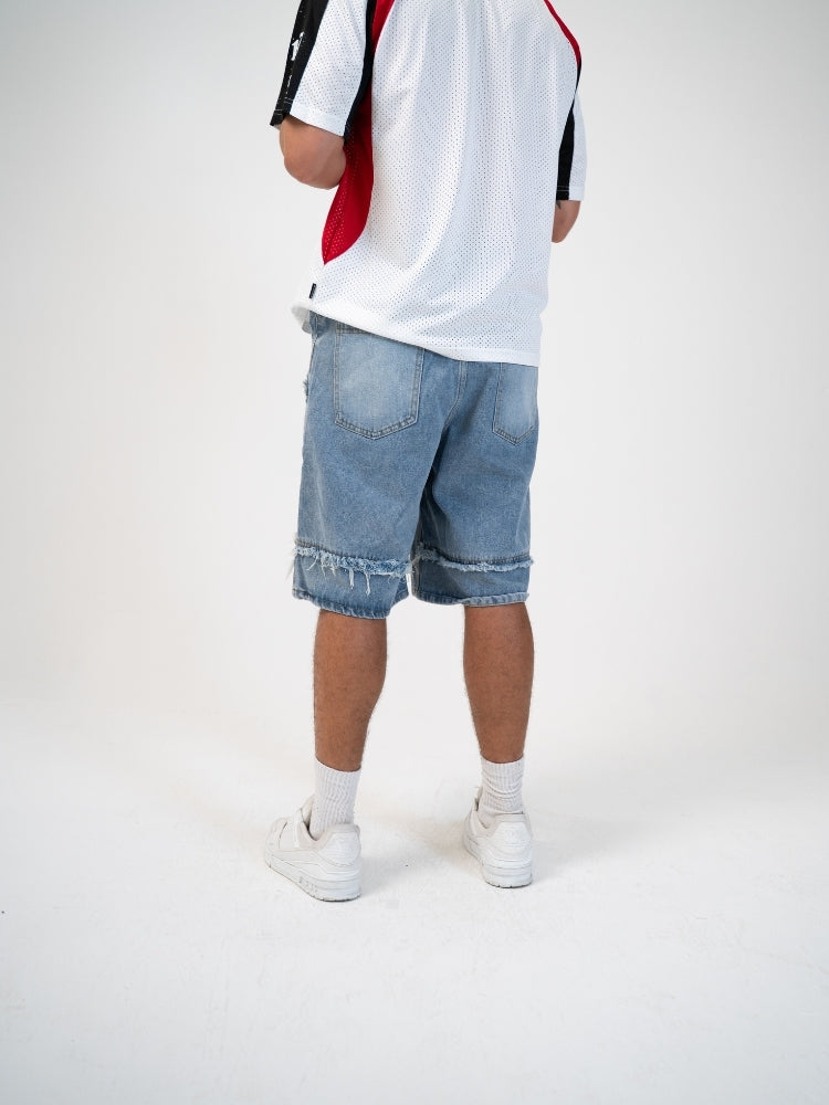 Distressed Embroidered Denim Jorts